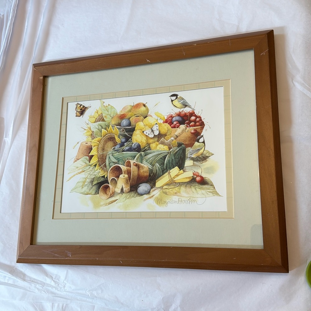 Marjolein Bastin Framed Art Print Summer Sunflowers Berries Birds Butterflies